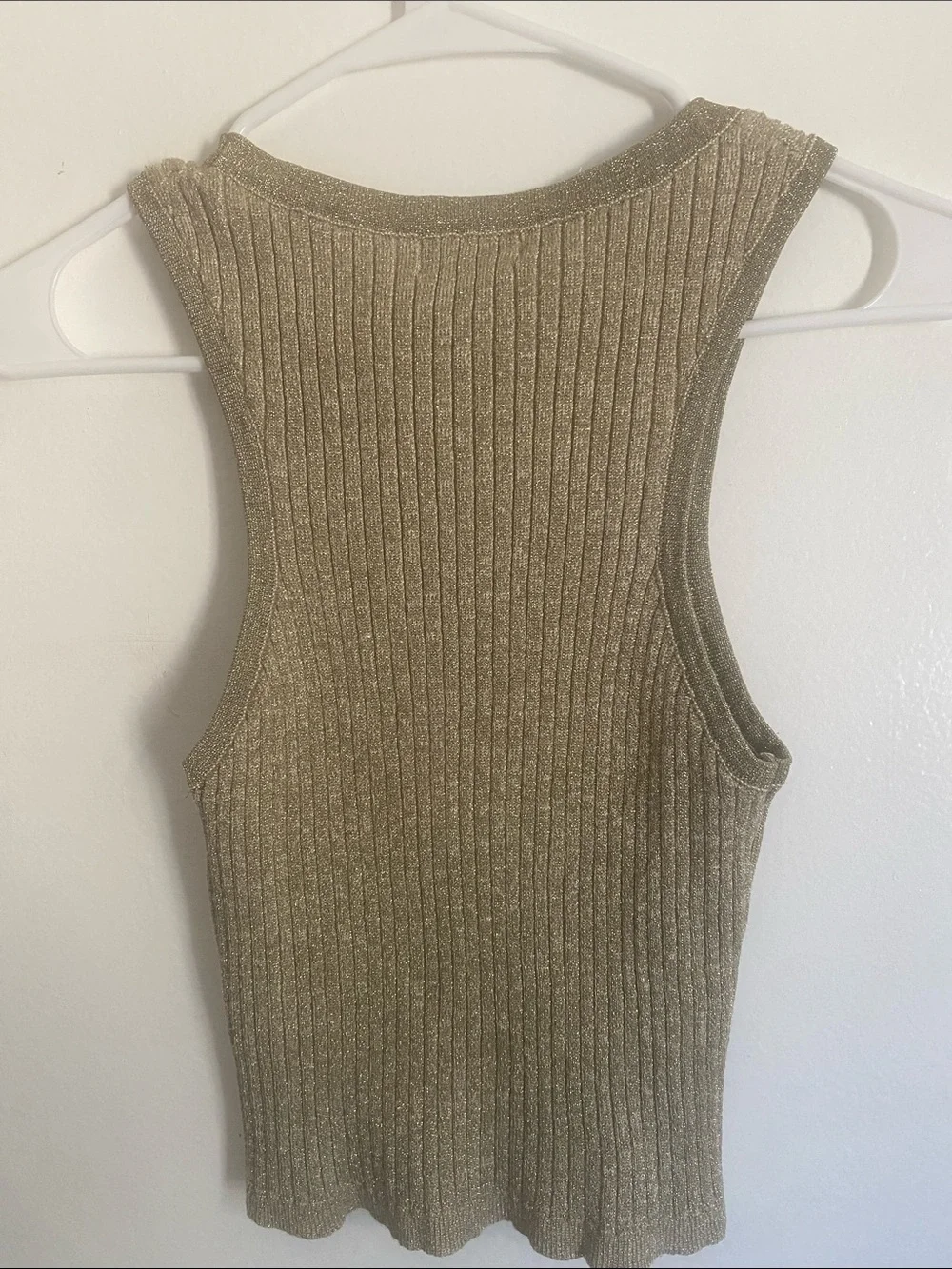 superdown Shimmery Ribbed Tank Top in Gold